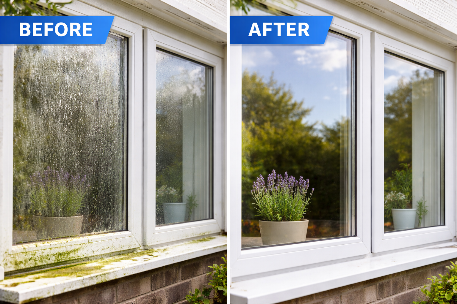 Window cleaning before and after example