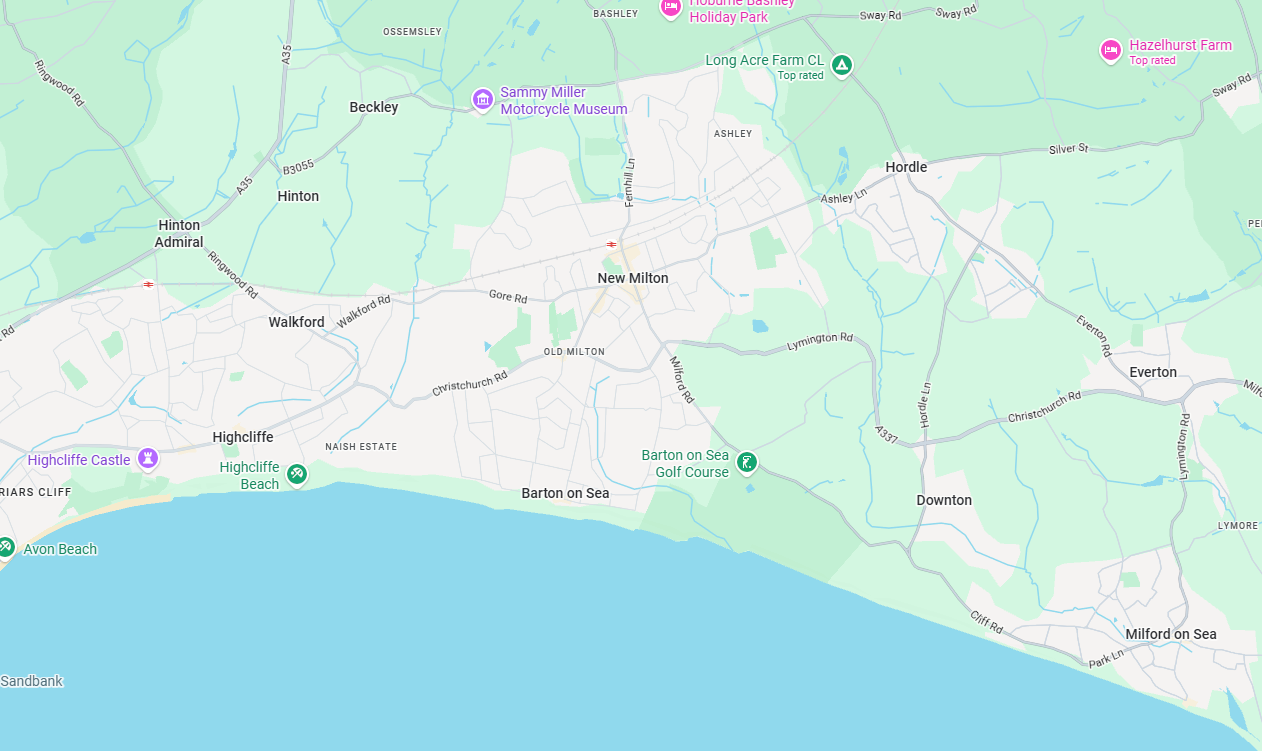 Map showing our New Milton service area